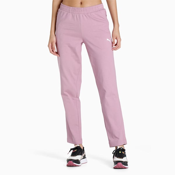 Zippered Jersey Women's Regular Fit Sweatpants, Pale Grape, extralarge-IND