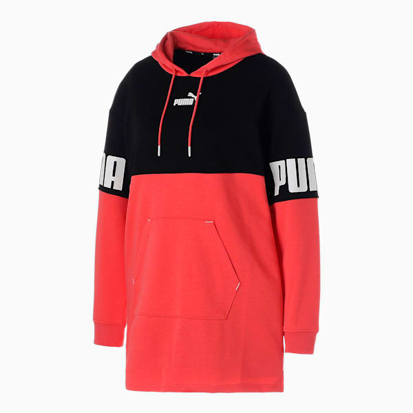 ウィメンズ PUMA POWER スウェット ロング フーディー, Salmon-Puma Black, extralarge-JPN