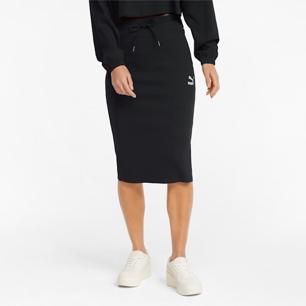 Classics Ribbed Midi Women's Skirt, Puma Black, extralarge