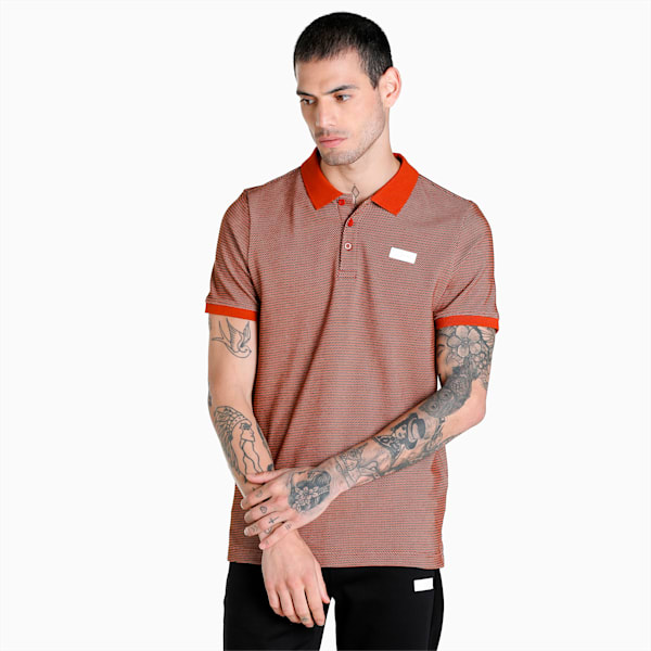 PUMA x one8 Men's Jacquard Slim Fit Polo, Warm Chestnut, extralarge-IND