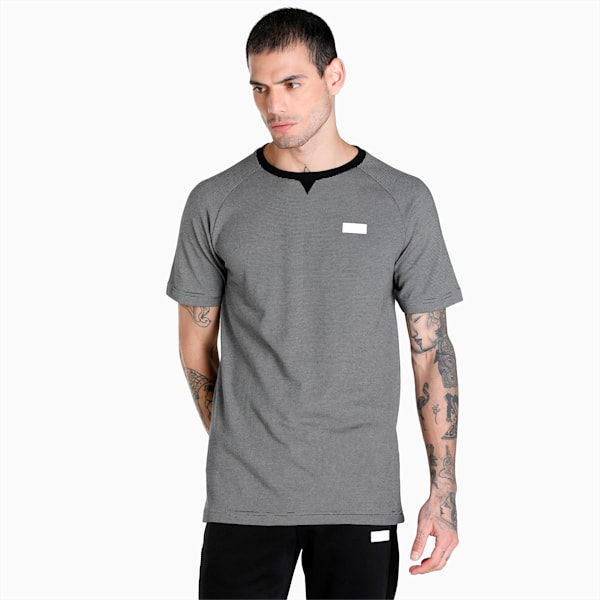 One8 Virat Kohli Men's Jacquard Slim Fit T-Shirt, PUMA Black, extralarge-IND