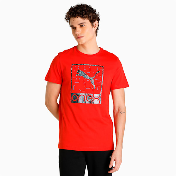 PUMA x one8 Men's Logo Slim Fit T-Shirt, Burnt Red, extralarge-IND