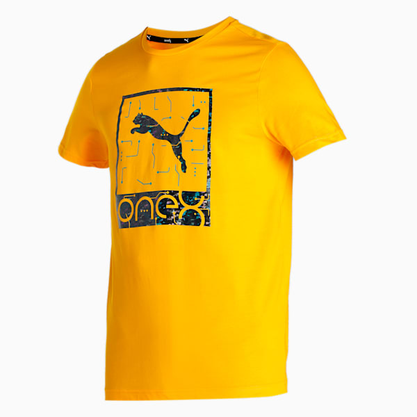 PUMA x one8 Men's Logo Slim Fit T-Shirt, Tangerine, extralarge-IND