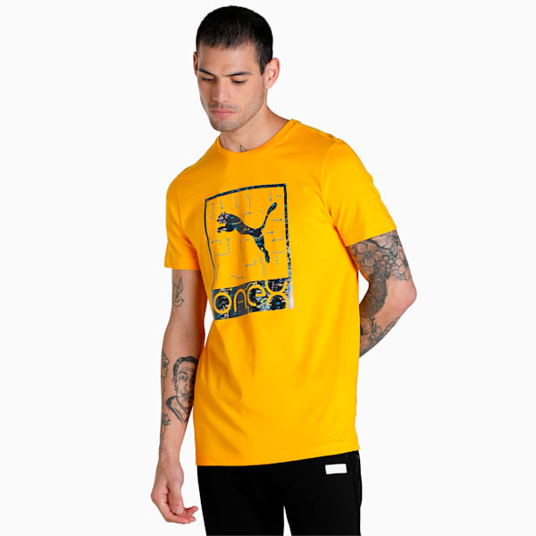 PUMA x one8 Men's Logo Slim Fit T-Shirt, Tangerine, extralarge-IND