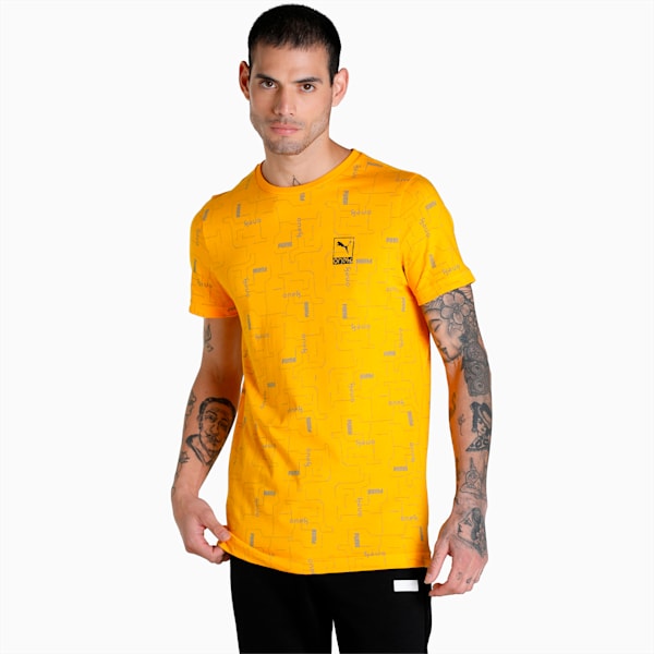 One8 All Over Print Men's Slim Fit T-Shirt, Tangerine, extralarge-IND
