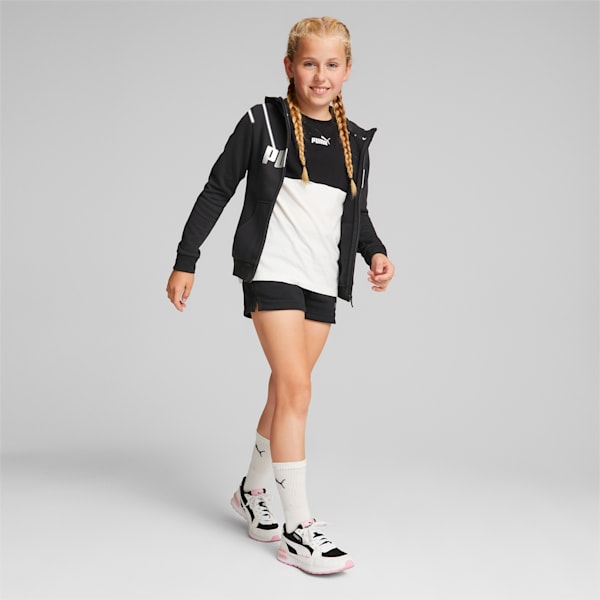 Essentials+ Logo Full-Zip Hoodie Youth Regular Fit, Puma Black, extralarge-IND