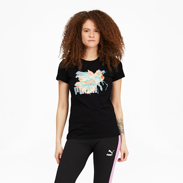 Hidden Flower Graphic Women's Tee, Puma Black, extralarge