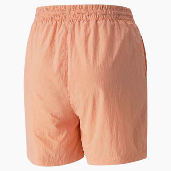 Hidden Flower High Waist Women's Shorts, Peach Pink, extralarge
