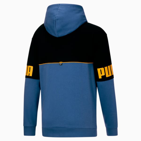 PUMA Power Colorblock Men's Hoodie, Lake Blue-Puma Black-Tangerine, extralarge