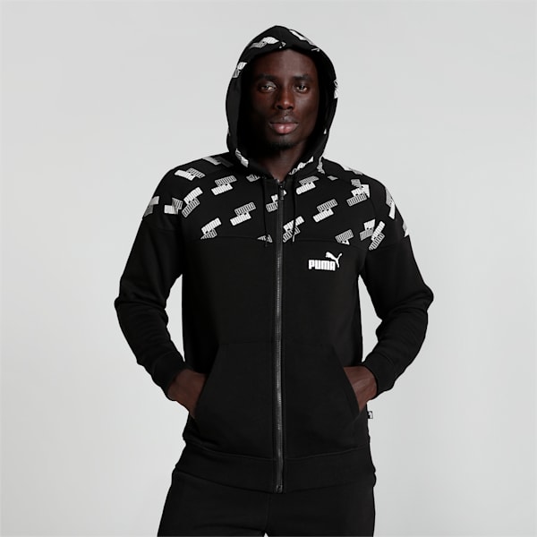 PUMA Power Printed Full-Zip Men's Hoodie, Puma Black, extralarge-IND