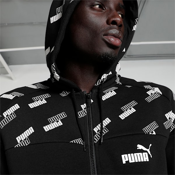 PUMA Power Printed Full-Zip Men's Hoodie, Puma Black, extralarge-IND