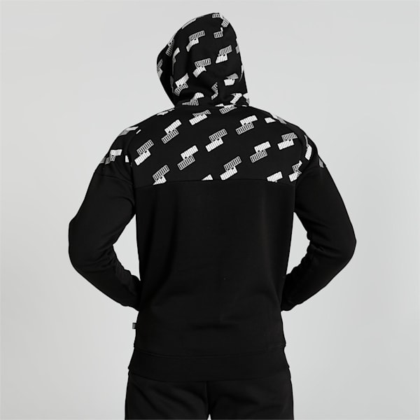 PUMA Power Printed Full-Zip Men's Hoodie, Puma Black, extralarge-IND