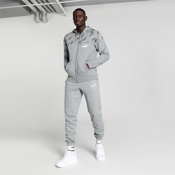 PUMA Power Printed Full-Zip Men's Hoodie, Medium Gray Heather, extralarge-IND