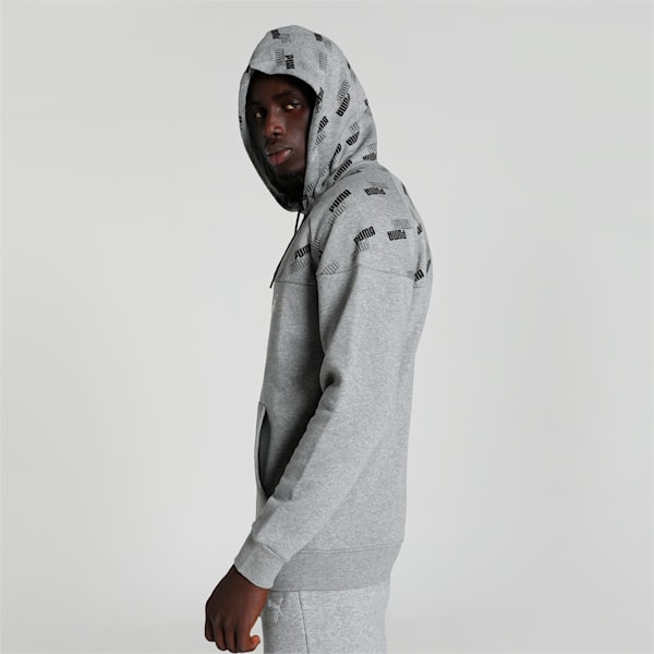 PUMA Power Printed Full-Zip Men's Hoodie, Medium Gray Heather, extralarge-IND