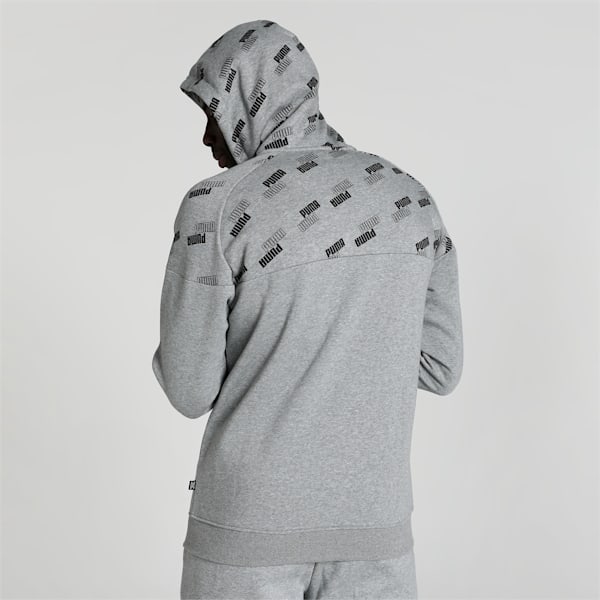 PUMA Power Printed Full-Zip Men's Hoodie, Medium Gray Heather, extralarge-IND