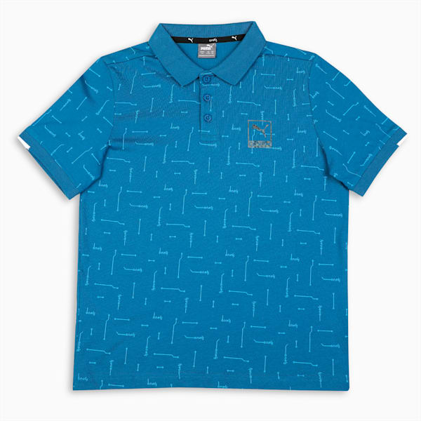 PUMA x one8 Youth Regular Fit Printed Polo, Lake Blue, extralarge-IND