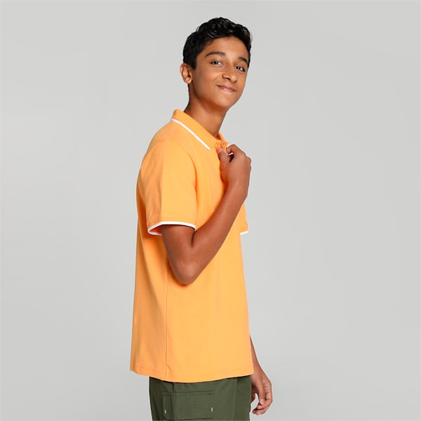Collar Tipping Youth Regular Fit Polo, Clementine, extralarge-IND