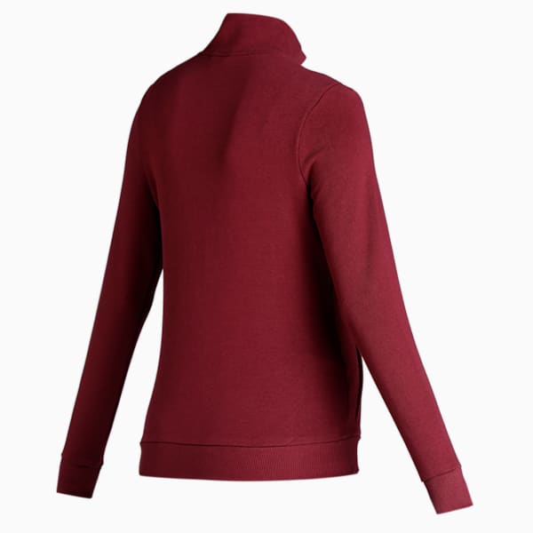 Zippered Terry Women's Regular Fit Jacket, Aubergine, extralarge-IND