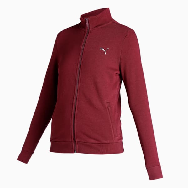 Zippered Terry Women's Regular Fit Jacket, Aubergine, extralarge-IND