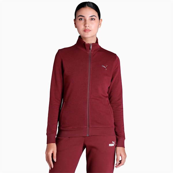 Zippered Terry Women's Regular Fit Jacket, Aubergine, extralarge-IND