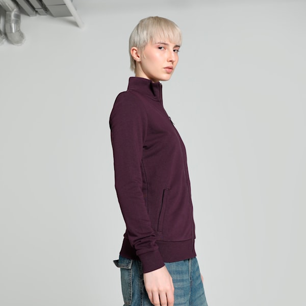 Zippered Terry Women's Regular Fit Jacket, Midnight Plum, extralarge-IND