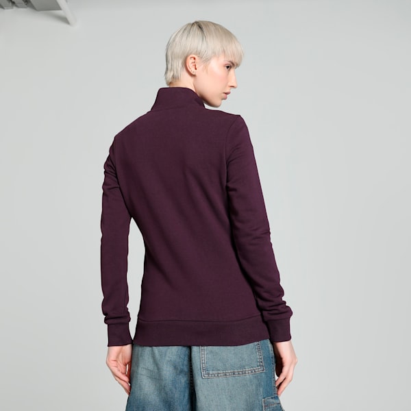 Zippered Terry Women's Regular Fit Jacket, Midnight Plum, extralarge-IND