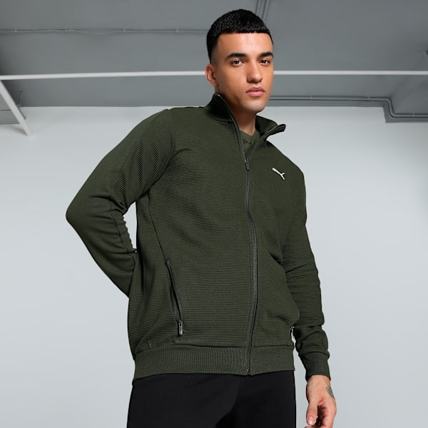 Ottoman Men's Full Zip Slim Fit Jacket, Dark Olive, extralarge-IND
