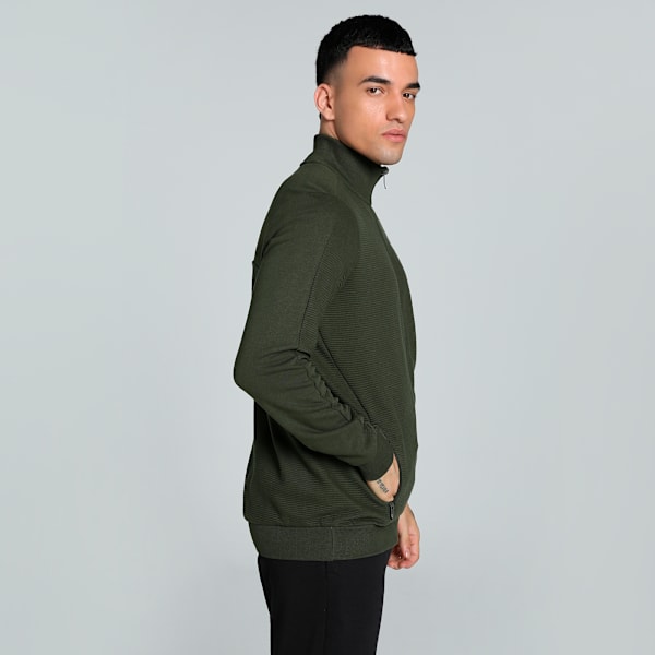 Ottoman Men's Full Zip Slim Fit Jacket, Dark Olive, extralarge-IND