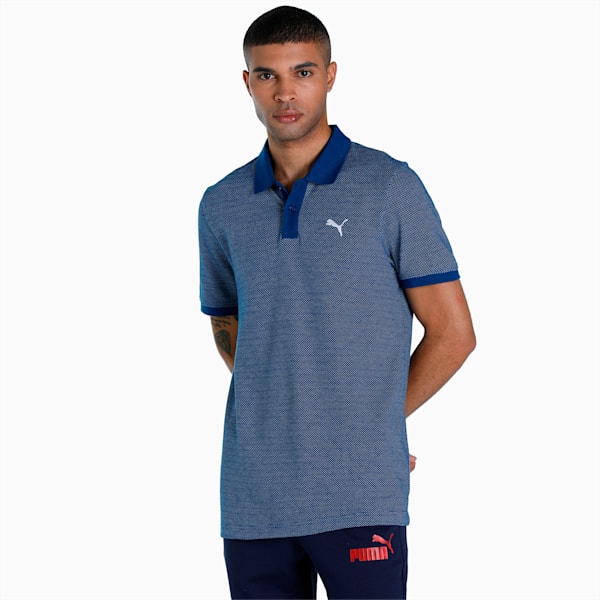 Jacquard Men's Slim Fit Polo, Blazing Blue, extralarge-IND