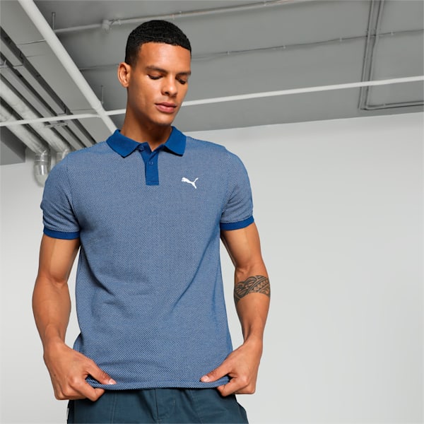 Jacquard Men's Slim Fit Polo, Blazing Blue-Blue Wash, extralarge-IND