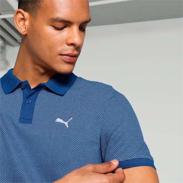 Jacquard Men's Slim Fit Polo, Blazing Blue-Blue Wash, extralarge-IND