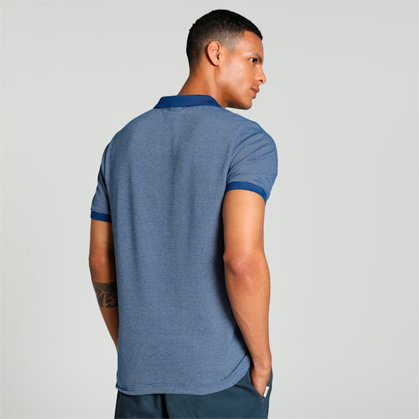Jacquard Men's Slim Fit Polo, Blazing Blue-Blue Wash, extralarge-IND