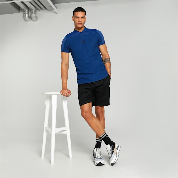 Overlay Men's Slim Fit Polo, Blazing Blue-Puma black, extralarge-IND