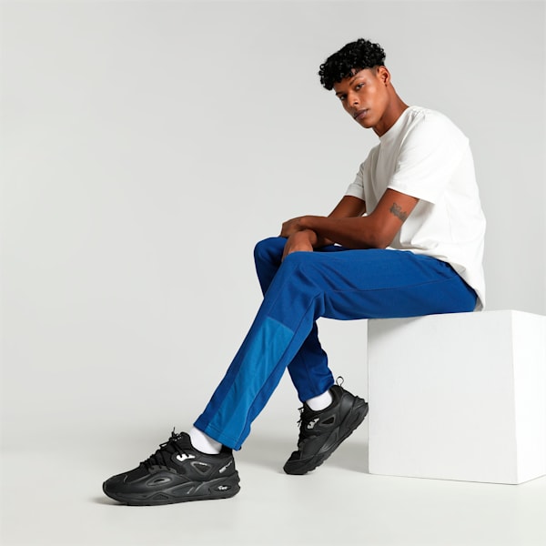 Overlay Men's Slim Fit Track Pants, Blazing Blue-Puma black, extralarge-IND
