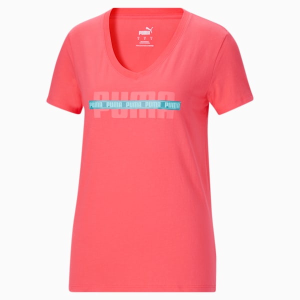 Crossout V-Neck Women's Graphic Tee, Salmon, extralarge