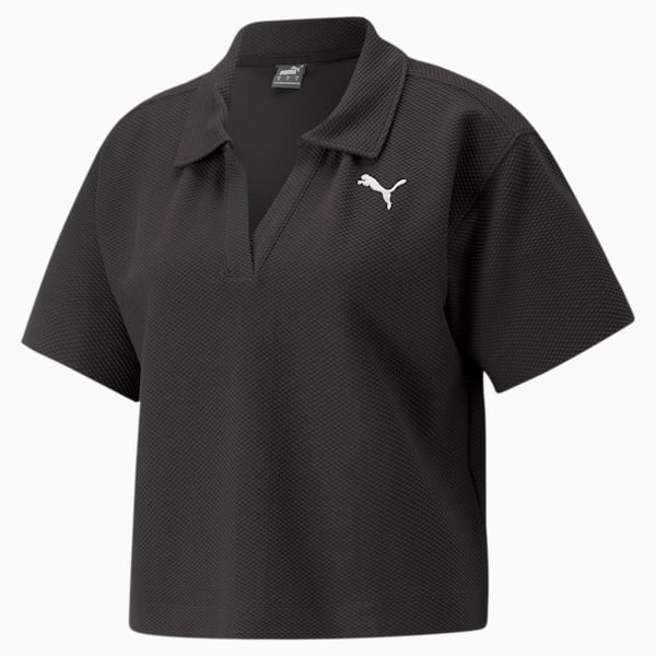 HER Women's Relaxed Fit Polo T-shirt, PUMA Black, extralarge-IND