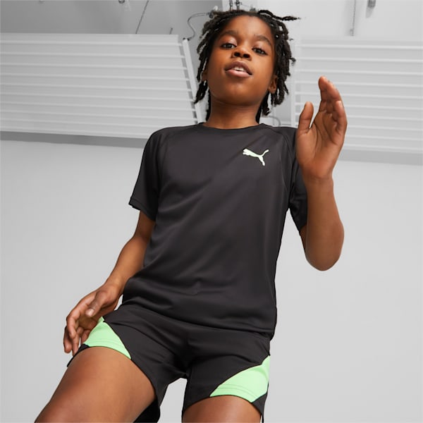 FIT Big Kids' Tee, PUMA Black-Fizzy Lime, extralarge