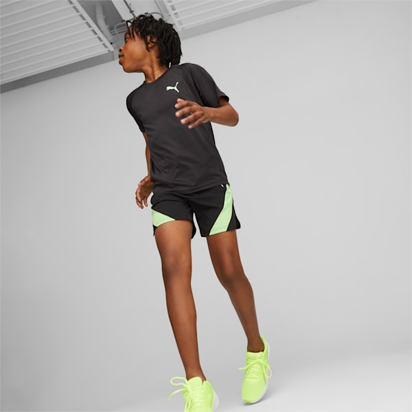 FIT Big Kids' Tee, PUMA Black-Fizzy Lime, extralarge
