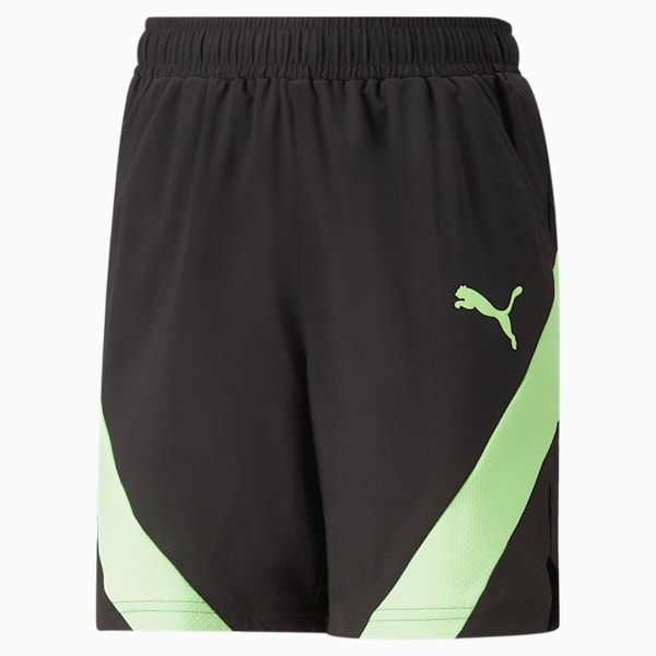 Fit Big Kids' Woven Shorts, PUMA Black-Fizzy Lime, extralarge