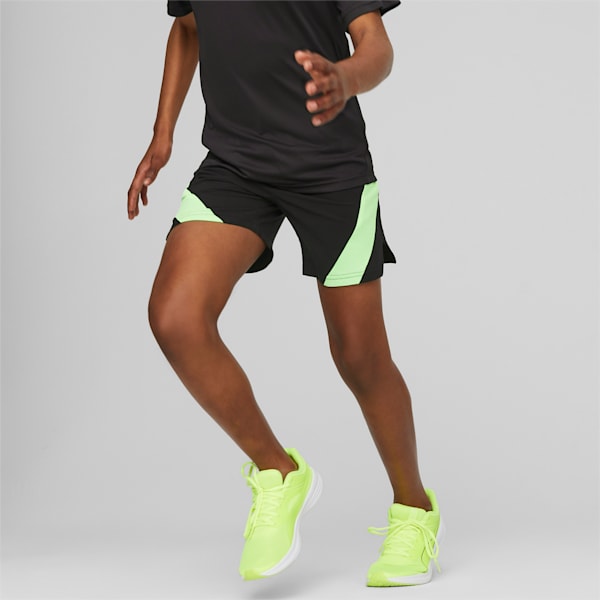 Fit Big Kids' Woven Shorts, PUMA Black-Fizzy Lime, extralarge