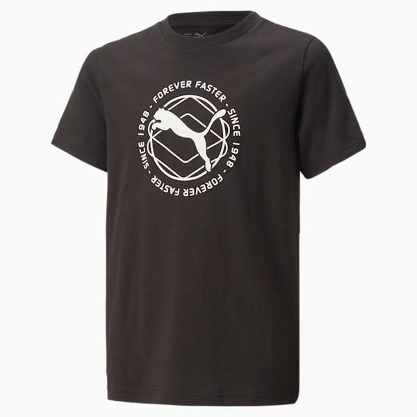 ACTIVE SPORTS Graphic Youth Regular Fit T-Shirt, PUMA Black, extralarge-IND