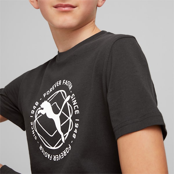 ACTIVE SPORTS Graphic Youth Regular Fit T-Shirt, PUMA Black, extralarge-IND