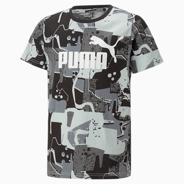 Essentials+ Street Art All Over Print Boys' T-Shirt, PUMA Black, extralarge-IND