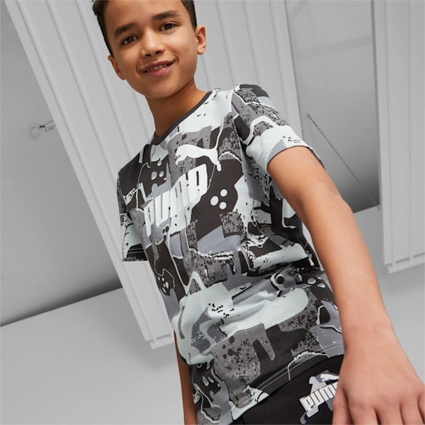Essentials+ Street Art All Over Print Boys' T-Shirt, PUMA Black, extralarge-IND