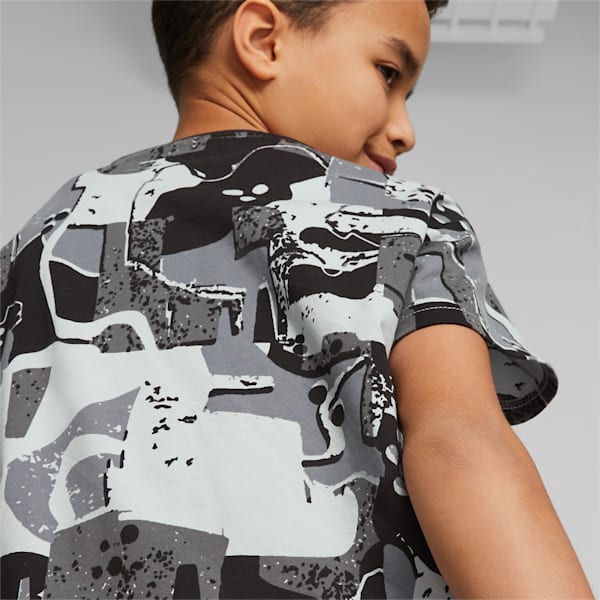 Essentials+ Street Art All Over Print Boys' T-Shirt, PUMA Black, extralarge-IND