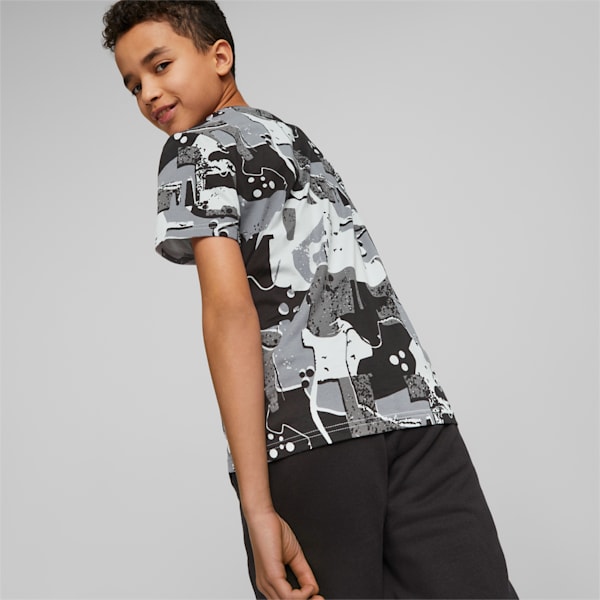 Essentials+ Street Art All Over Print Boys' T-Shirt, PUMA Black, extralarge-IND