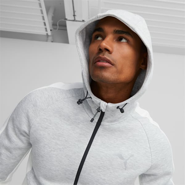 EVOSTRIPE Full-Zip Hoodie Men, Light Gray Heather