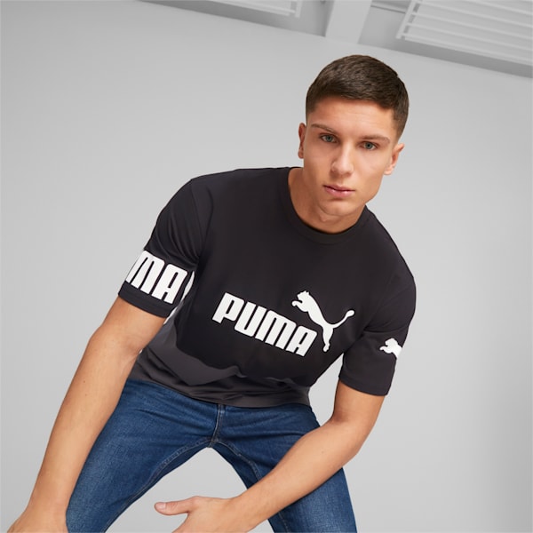 Camiseta PUMA POWER con bloques de colores para hombre, PUMA Black, extralarge