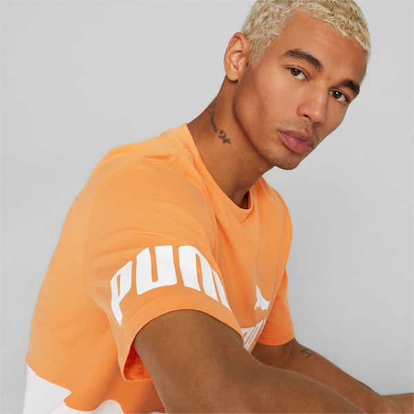 Camiseta PUMA POWER con bloques de colores para hombre, Clementine, extralarge
