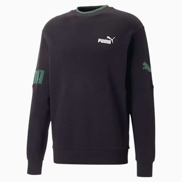 PUMA Power Colorblock Men's Regular Fit Sweatshirt, PUMA Black-Vine, extralarge-IND
